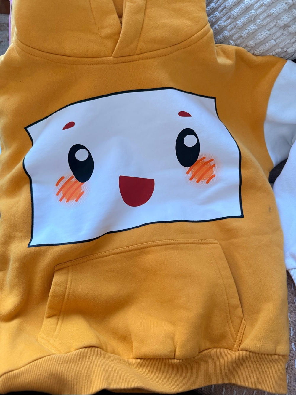 Kids Yellow Cartoon Face Hoodie Sweatshirt